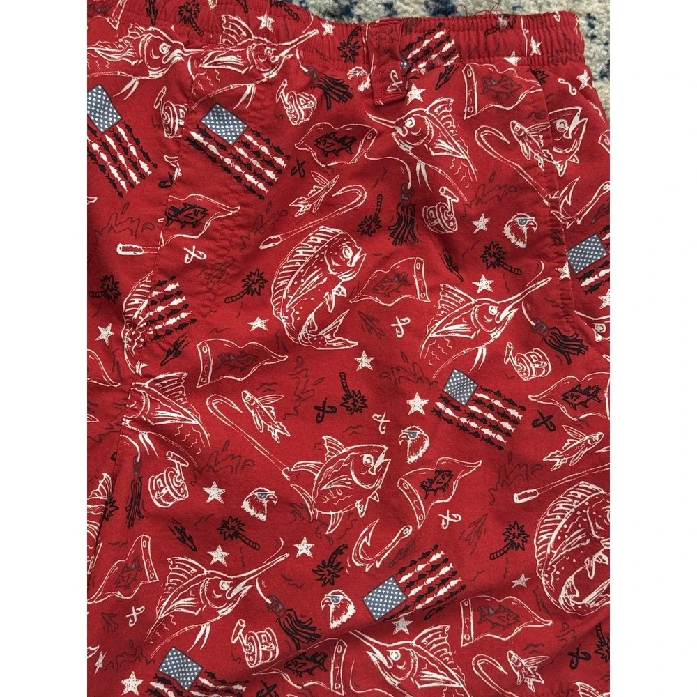 Columbia PFG Water Shorts USA Red White Blue Swim Trunks Mens Large Fourth July